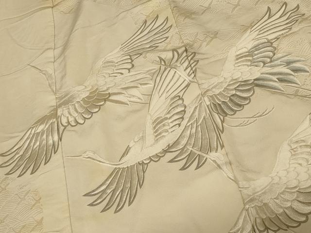 平和屋本店●本手描友禅作家 秋山章 白打掛 白無垢 和装 婚礼 結婚式 花嫁 神社挙式 飛鶴宝尽くし文 銀彩 逸品 AABJ2735fw