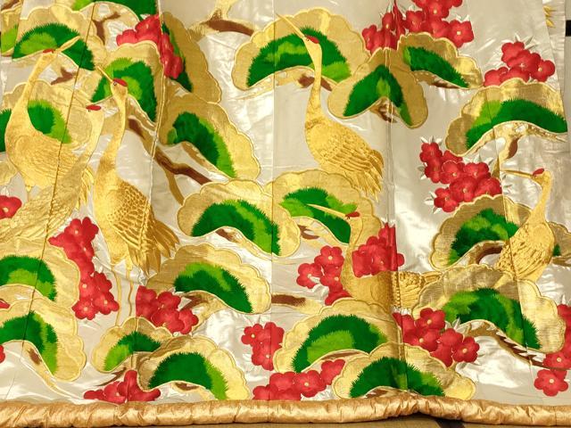 平和屋本店●色打掛 和装 婚礼 結婚式 花嫁 神社挙式 駒刺繍 群鶴松梅文 金銀糸 逸品 AABJ2746fw