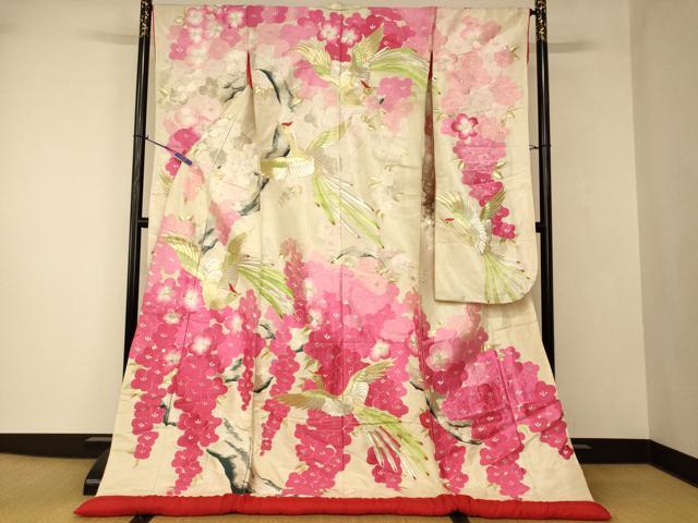 平和屋本店●色打掛 和装 婚礼 結婚式 花嫁 神社挙式 総刺繍 鳳凰枝花文 金銀糸 銀通し地 逸品 AABJ2748fw