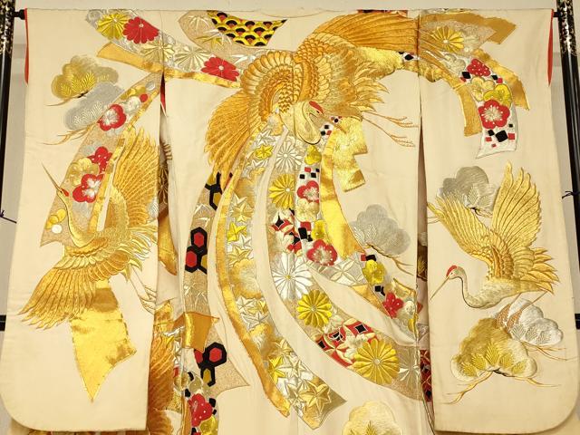 平和屋本店●色打掛 和装 婚礼 結婚式 花嫁 神社挙式 駒刺繍 飛鶴束ね熨斗松梅文 金銀糸 逸品 AABJ2752fw
