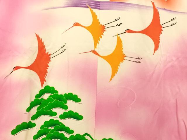 平和屋本店●お引きずり・お引き摺り・引き振袖 和装 結婚式 舞妓 芸妓 芸者 衣装 手描き 飛鶴松梅風景文 暈し染め 逸品 AABJ2753fw
