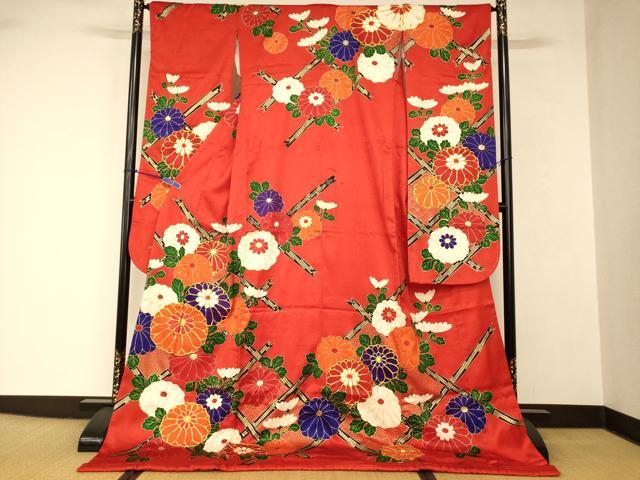 平和屋本店●お引きずり・お引き摺り・引き振袖 和装 結婚式 舞妓 芸妓 芸者 衣装 駒刺繍 草花菱文 金彩 逸品 AABJ2755fw