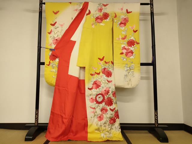 平和屋本店●お引きずり・お引き摺り・引き振袖 和装 結婚式 舞妓 芸妓 芸者 衣装 総刺繍 草花文 暈し染め 金銀糸 逸品 AABJ2758fw