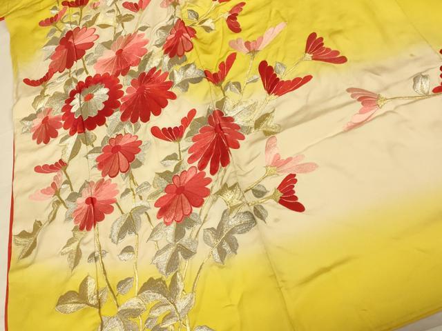 平和屋本店●お引きずり・お引き摺り・引き振袖 和装 結婚式 舞妓 芸妓 芸者 衣装 総刺繍 草花文 暈し染め 金銀糸 逸品 AABJ2758fw