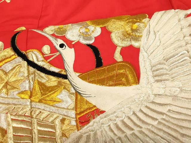 平和屋本店●色打掛 和装 婚礼 結婚式 花嫁 神社挙式 総刺繍 飛鶴御所車枝梅文 金銀糸 逸品 AABJ2763fw