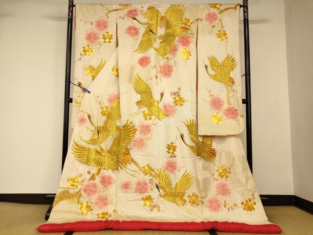 平和屋本店●色打掛 和装 婚礼 結婚式 花嫁 神社挙式 駒刺繍 飛鶴枝梅文 金糸 逸品 AABJ2764fw