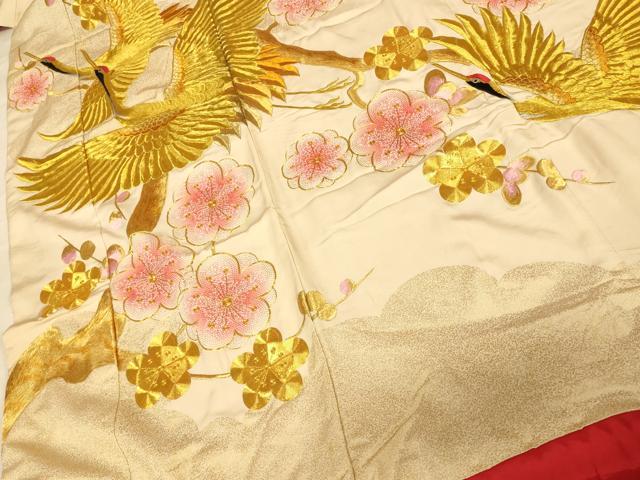 平和屋本店●色打掛 和装 婚礼 結婚式 花嫁 神社挙式 駒刺繍 飛鶴枝梅文 金糸 逸品 AABJ2764fw