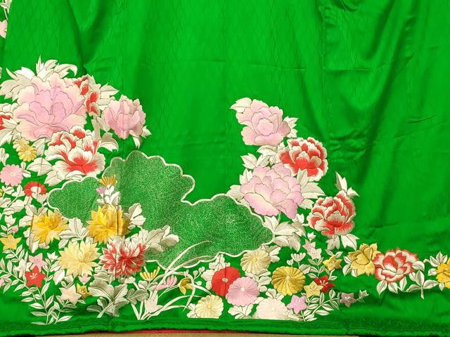 平和屋本店●お引きずり・お引き摺り・引き振袖 和装 結婚式 舞妓 芸妓 芸者 衣装 駒刺繍 草花雲取り文 金銀糸 逸品 AABJ2766fw