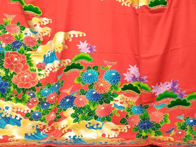 平和屋本店●お引きずり・お引き摺り・引き振袖 和装 結婚式 舞妓 芸妓 芸者 衣装 駒刺繍 立波草花文 金銀彩 逸品 AABJ2772fw