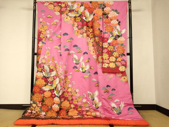 平和屋本店●色打掛 和装 婚礼 結婚式 花嫁 神社挙式 唐織 飛鶴草花文 暈し染め 金銀糸 金銀彩 逸品 AABJ2776fw