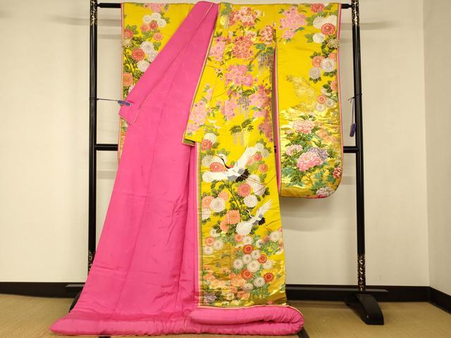 平和屋本店●色打掛 和装 婚礼 結婚式 花嫁 神社挙式 唐織 飛鶴草花文 金糸 逸品 AABJ2780fw