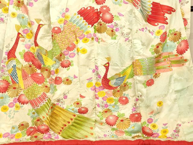 平和屋本店●色打掛 和装 婚礼 結婚式 花嫁 神社挙式 唐織 孔雀枝花文 暈し染め 金銀糸 逸品 AABJ2783fw