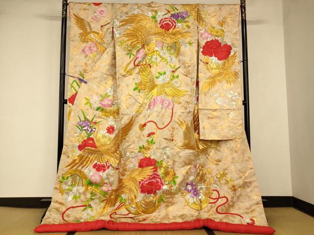 平和屋本店●色打掛 和装 婚礼 結婚式 花嫁 神社挙式 総刺繍 飛鶴枝花文 金銀糸 逸品 AABJ2793fw
