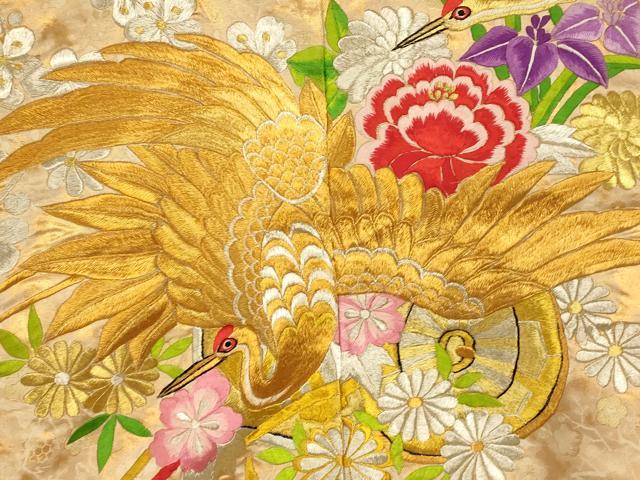 平和屋本店●色打掛 和装 婚礼 結婚式 花嫁 神社挙式 総刺繍 飛鶴枝花文 金銀糸 逸品 AABJ2793fw