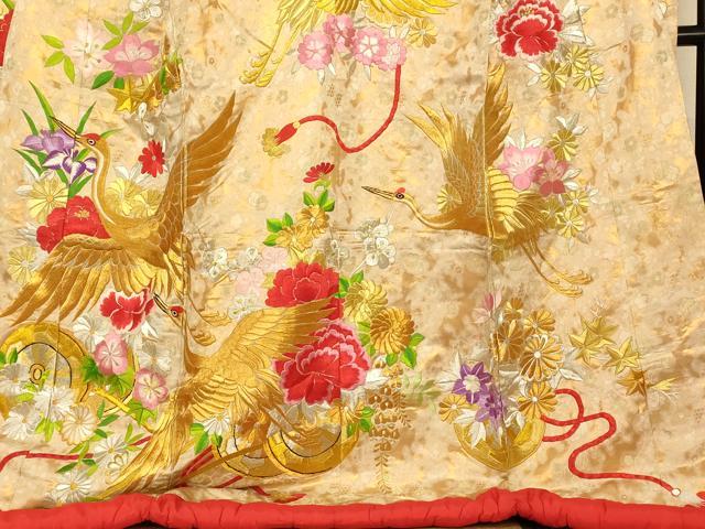 平和屋本店●色打掛 和装 婚礼 結婚式 花嫁 神社挙式 総刺繍 飛鶴枝花文 金銀糸 逸品 AABJ2793fw