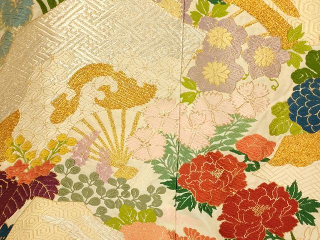 平和屋本店●色打掛 和装 婚礼 結婚式 花嫁 神社挙式 唐織 草花扇子文 金銀糸 逸品 AABJ2796fw