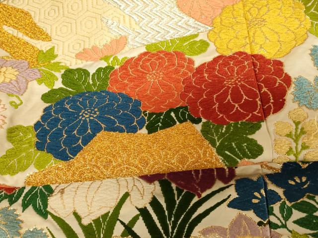 平和屋本店●色打掛 和装 婚礼 結婚式 花嫁 神社挙式 唐織 草花扇子文 金銀糸 逸品 AABJ2796fw