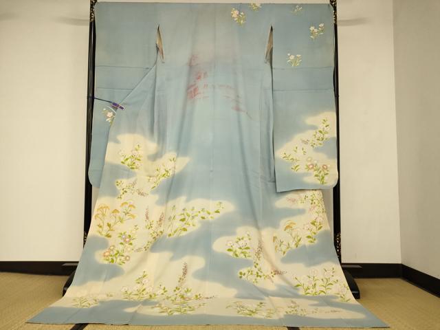 平和屋本店●夏物 お引きずり・お引き摺り・引き振袖 和装 結婚式 舞妓 芸妓 芸者 衣装 手描き 草花雲取り文 絽 暈し染め 逸品 AABJ2806fw