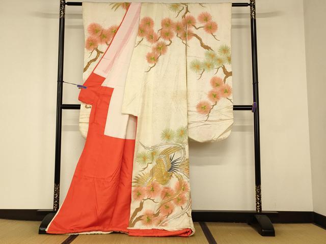平和屋本店●お引きずり・お引き摺り・引き振袖 和装 結婚式 舞妓 芸妓 芸者 衣装 鳳凰枝松文 暈し染め 金銀糸 逸品 AABJ2842fw