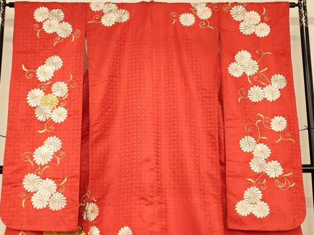 平和屋本店●お引きずり・お引き摺り・引き振袖 和装 結婚式 舞妓 芸妓 芸者 衣装 総刺繍 御所車草花文 金銀糸 逸品 AABJ2844fw