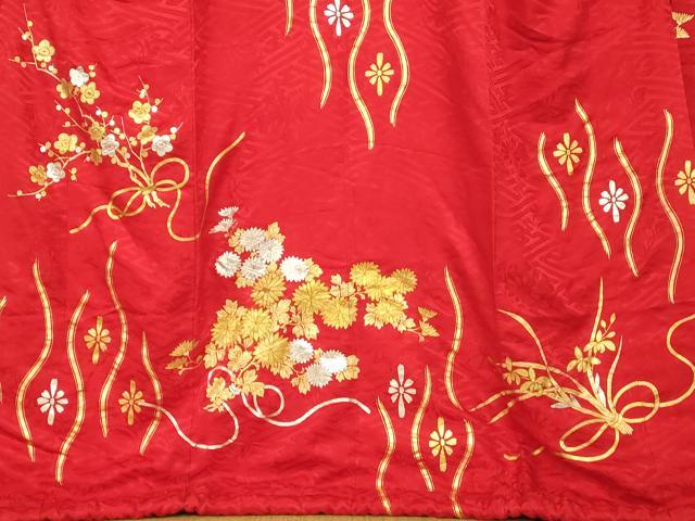 平和屋本店●お引きずり・お引き摺り・引き振袖 和装 結婚式 舞妓 芸妓 芸者 衣装 駒刺繍 立涌草花文 金銀彩 逸品 AABJ2846fw