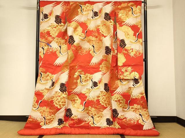 平和屋本店●西陣 色打掛 和装 婚礼 結婚式 花嫁 神社挙式 唐織 大牡丹幸鶴 純本金箔 金糸 逸品 AABJ2848fw