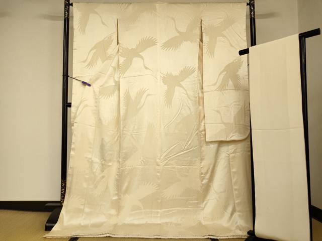 平和屋本店●掛下・袋帯セット 打掛 和装 婚礼 花嫁 結婚式 神社挙式 飛鶴地紋 逸品 AABJ2856fw