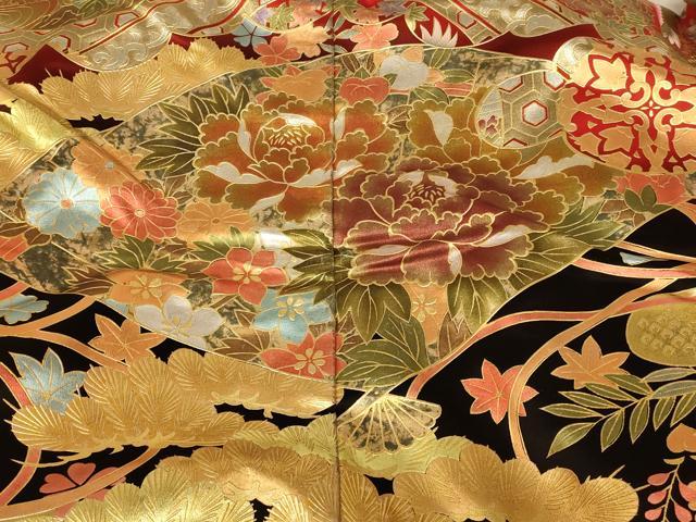 平和屋本店●色打掛 和装 婚礼 結婚式 花嫁 神社挙式 花鳥天井扇子文 暈し染め 金銀彩 逸品 AABJ2859fw