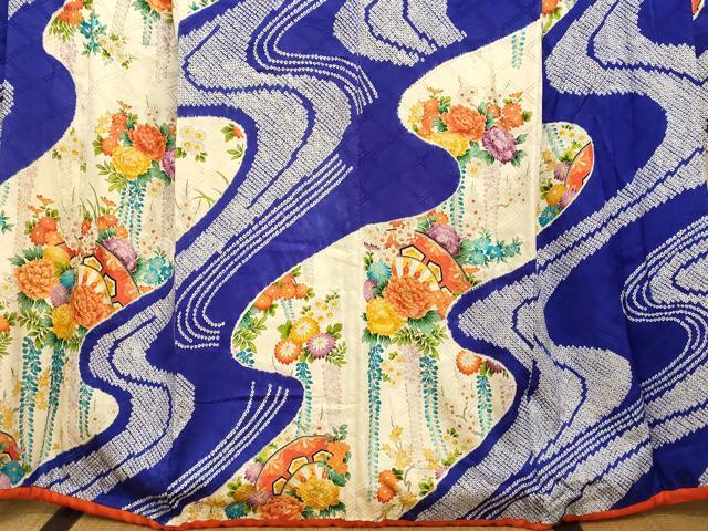 平和屋着物●豪華振袖 草花片輪車流水文 金彩 正絹 逸品 AABJ2918fw
