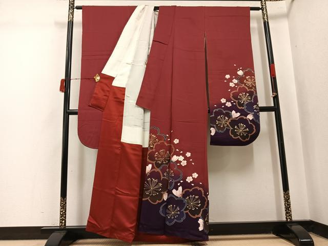 平和屋着物●豪華振袖 舞桜文 暈し染め 金彩 正絹 逸品 AABJ2921ph