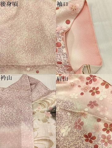 平和屋着物●紫綬褒章 巨匠『岩田専太郎』 振袖 駒刺繍 舞花文 暈し染め 金彩 正絹 逸品 AABJ2927ph