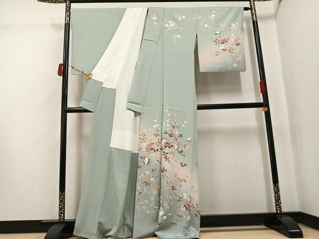 平和屋着物●訪問着 友禅 枝花文 暈し染め 正絹 逸品 AABJ2928ph