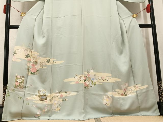 平和屋着物●訪問着 色紙草花文 金彩 正絹 逸品 AABJ2936ph