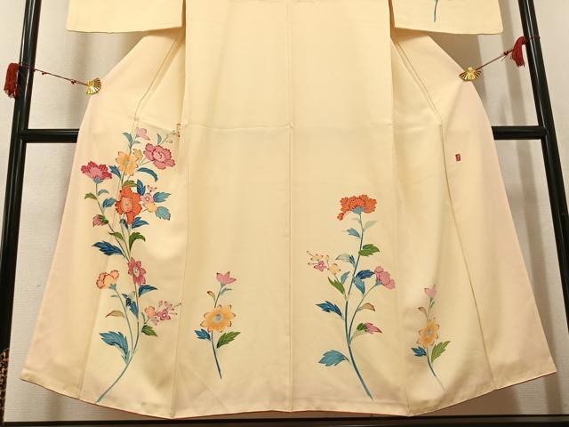 平和屋着物●訪問着 友禅 作家物 草花文 正絹 逸品 AABJ2944ph
