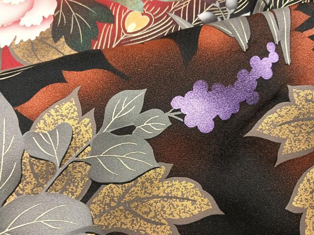 平和屋着物●豪華振袖 孔雀花文 暈し染め 金彩 正絹 逸品 AABJ2948ph