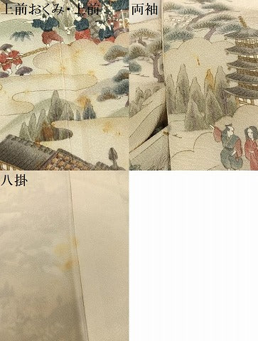 平和屋着物●訪問着 作家物 松竹梅 人物風景文 正絹 逸品 AABJ2949ph