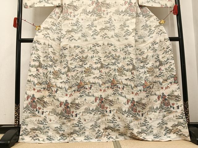 平和屋着物●訪問着 作家物 松竹梅 人物風景文 正絹 逸品 AABJ2949ph