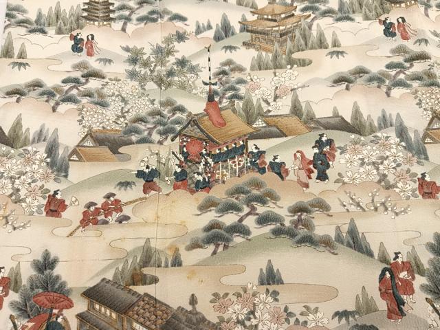 平和屋着物●訪問着 作家物 松竹梅 人物風景文 正絹 逸品 AABJ2949ph