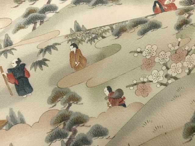 平和屋着物●訪問着 作家物 松竹梅 人物風景文 正絹 逸品 AABJ2949ph