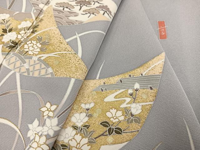 平和屋着物●訪問着 作家物 草花文 金彩 正絹 逸品 未使用 AABJ2964ph