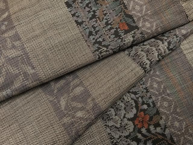 平和屋着物●本場大島紬 カタス9マルキ 草花間道 正絹 逸品 AABJ2970ph