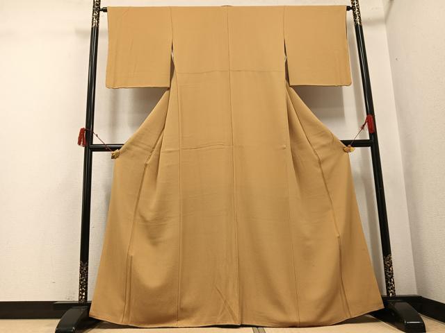 平和屋着物●ファッションデザイナー 花井幸子 色無地 黄橡色 正絹 逸品 AABJ2971ph
