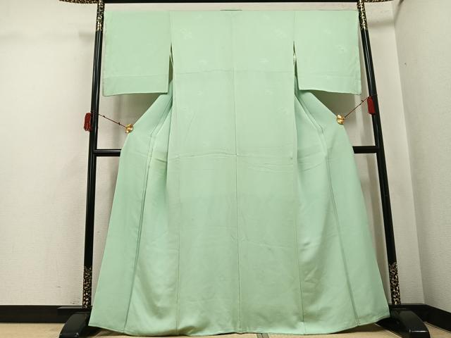 平和屋着物●上質な色無地 松竹梅地紋 薄萌葱色 正絹 逸品 AABJ2990ph