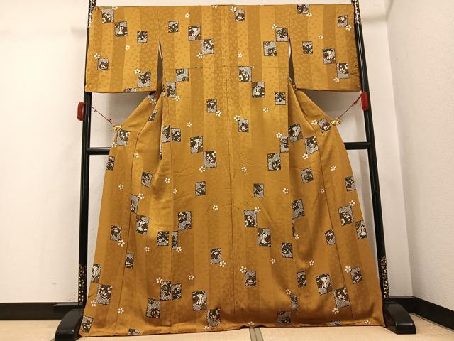 平和屋着物●上質な小紋 色紙兎花鞠文 金彩 ロング丈 正絹 逸品 AABJ3007ph