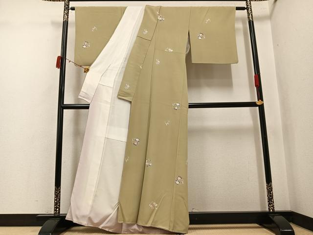 平和屋着物●上質な小紋 友禅 草花文 正絹 逸品 AABJ3008ph