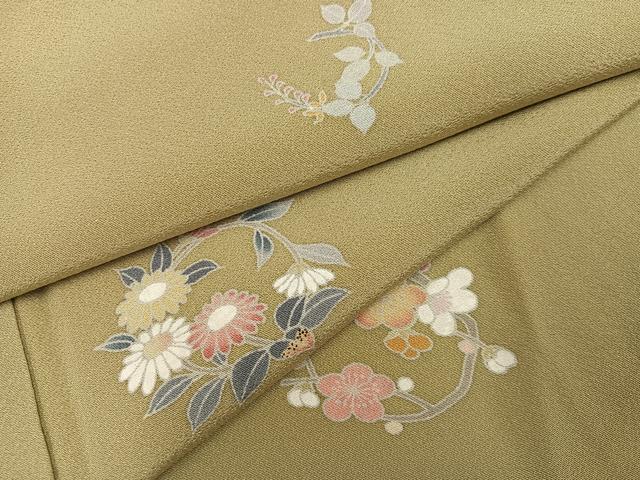 平和屋着物●上質な小紋 友禅 草花文 正絹 逸品 AABJ3008ph
