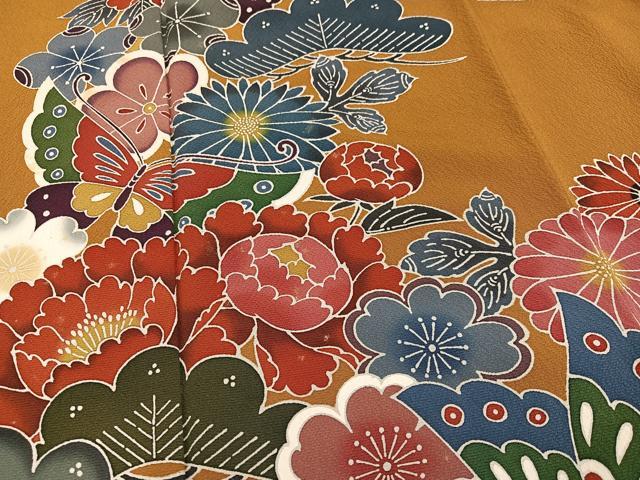 平和屋着物●豪華振袖 紅型 花蝶文 正絹 逸品 AABJ3012ph