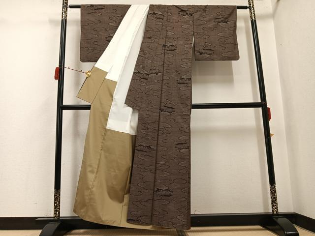 平和屋着物●本場大島紬 カタス7マルキ エ霞雲重ね文 正絹 逸品 AABJ3015ph
