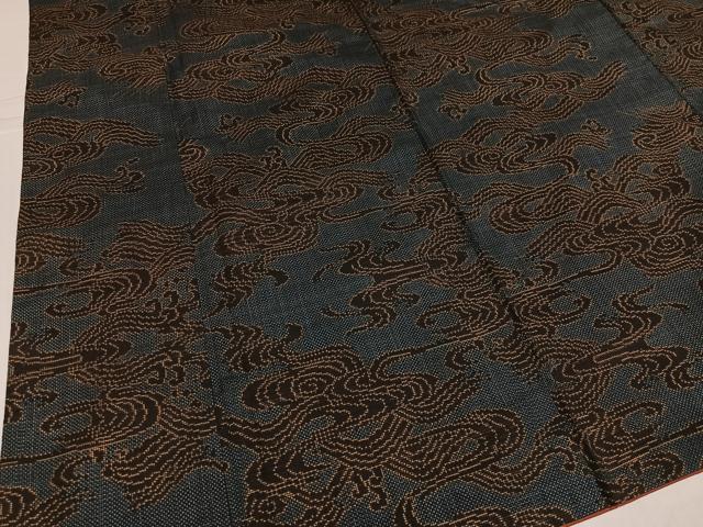 平和屋着物●本場大島紬 一元7マルキ 立波文 正絹 逸品 AABJ3018ph
