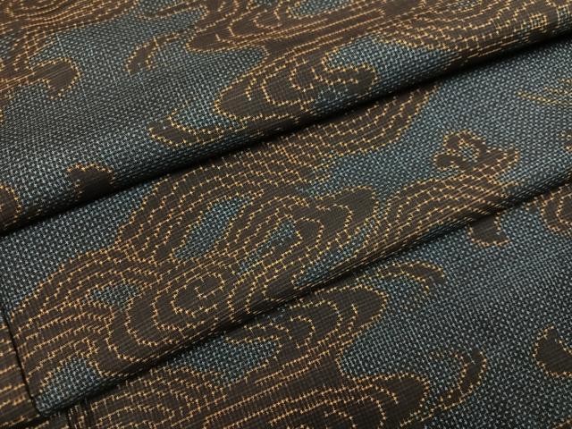 平和屋着物●本場大島紬 一元7マルキ 立波文 正絹 逸品 AABJ3018ph